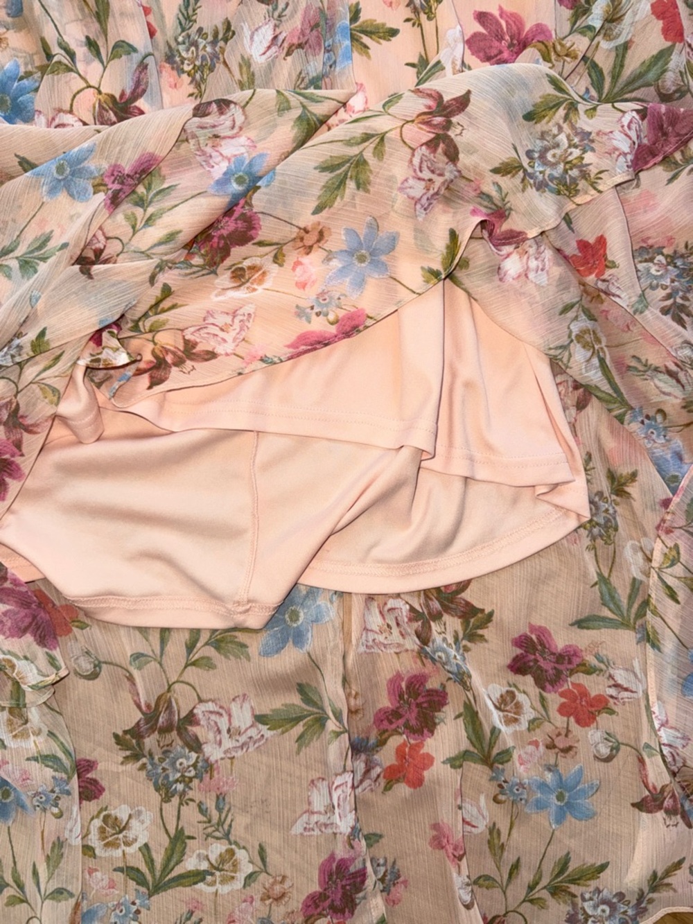 NWT Calvin Klein Peach Floral Sleeveless High-Low Sursplice Midi Dress - Picture 5 of 7